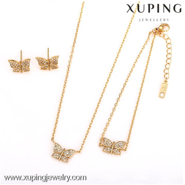 62538-Xuping Charm Ladies Newest style 3-Piece Butterfly Jewelry Set